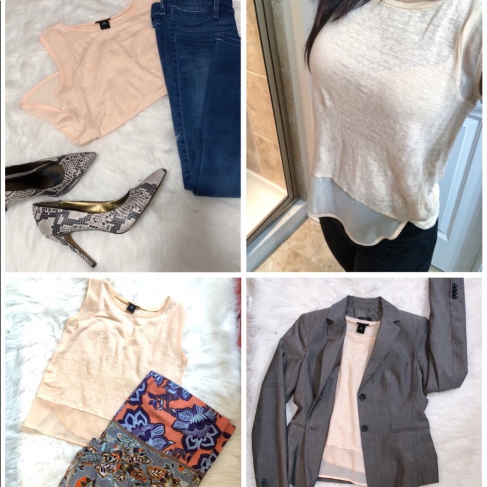 Ann Taylor Blouse w/sheer mesh detail XSP